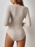 SHEIN Essnce Square Neck Ribbed Knit Bodysuit