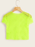 SHEIN ICON Neon Lime Crochet Crop Top