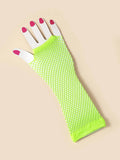 SHEIN Hollow Out Neon Long Gloves