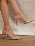 SHEIN Spiked Decor Ankle Strap Pumps