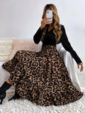 SHEIN Leopard Print Ruffle Hem Skirt