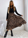 SHEIN Leopard Print Ruffle Hem Skirt