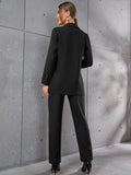 SHEIN Frenchy Lapel Neck Double Breasted Blazer & Tailored Pants