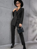 SHEIN Frenchy Lapel Neck Double Breasted Blazer & Tailored Pants