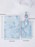 SHEIN Letter Graphic Marble Pattern Passport Case With Luggage Tag