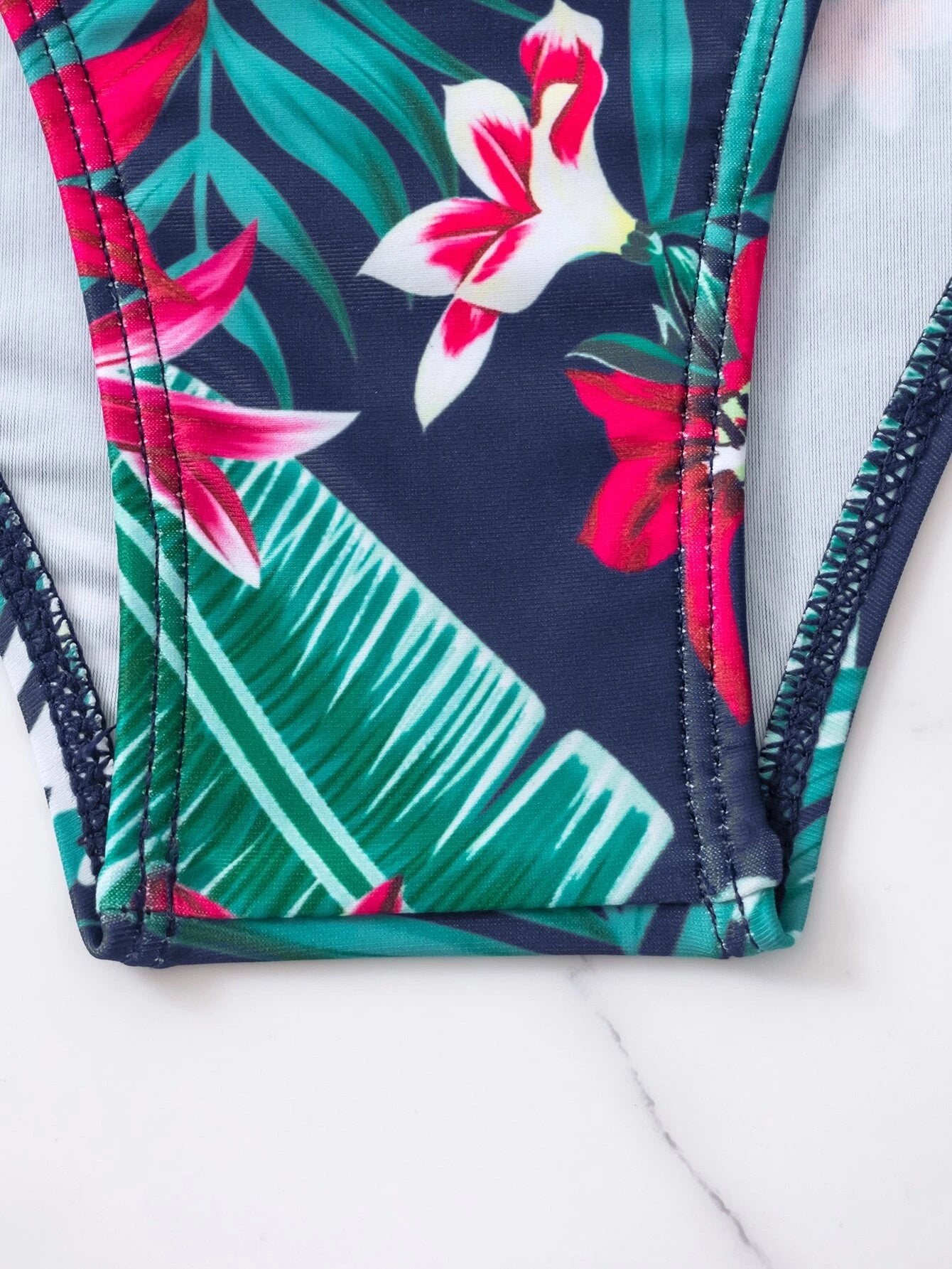 SHEIN Tropical Print Bikini Set Wrap Push Up Bra Top & Hipster Bikini Bottom & Kimono 3 Piece Swimsuit