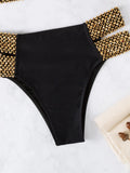SHEIN Stitch Detail Ring Linked Bandeau Bikini Swimsuit