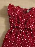SHEIN Baby Polka Dot Ruffle Sleeve Belted Jumpsuit