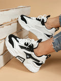 SHEIN Number Pattern Two Tone Lace-up Front Chunky Sneakers