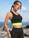 SHEIN Color Block Cut Out Back Sports Tank Top