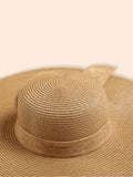 SHEIN Bow Decor Summer Beach Straw Hat
