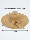 SHEIN Bow Decor Summer Beach Straw Hat