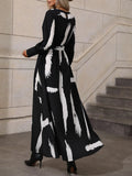 SHEIN Graphic Print Belted Maxi Dress