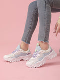 SHEIN Color Block Lace-up Front Chunky Sneakers