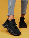 SHEIN Minimalist Lace Up Decor Knit Sneakers