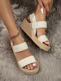 SHEIN Women Minimalist Double Strap Slingback Wedge Sandals