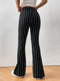 SHEIN EZwear Striped Print Split Hem Pants