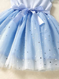 SHEIN Toddler Girls Star Mesh Ruffle Trim Belted Dress