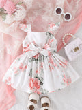 SHEIN Baby Floral Print Ruffle Trim Cami Dress