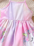 SHEIN Baby Unicorn Print Tie Dye Cami Dress