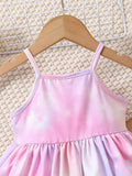 SHEIN Baby Unicorn Print Tie Dye Cami Dress