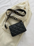 SHEIN Geometric Embossed Flap Square Bag Fashionable Black PU For Daily Life