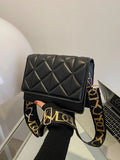 SHEIN Geometric Embossed Flap Square Bag Fashionable Black PU For Daily Life