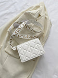 SHEIN Mini Square Bag Fashionable White Quilted Flap PU For Office