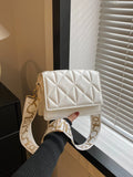 SHEIN Mini Square Bag Fashionable White Quilted Flap PU For Office