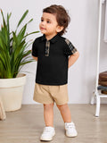 SHEIN Baby Boy Plaid Polo Shirt & Shorts