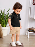 SHEIN Baby Boy Plaid Polo Shirt & Shorts