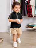 SHEIN Baby Boy Plaid Polo Shirt & Shorts