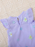 SHEIN Baby Floral Embroidery Butterfly Sleeve Dress