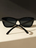 SHEIN 1pair Women Vintage Square Cat Eye Frame Black shades Fashion Glasses For Daily Life