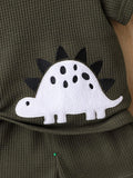 SHEIN Baby Boy Dinosaur Embroidery Waffle Knit Tee & Shorts