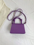 SHEIN Crocodile Embossed Square Bag Mini Flap Purple