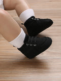 SHEIN Baby Lace Up Front Sneakers, Sporty Black Fabric Skate Shoes