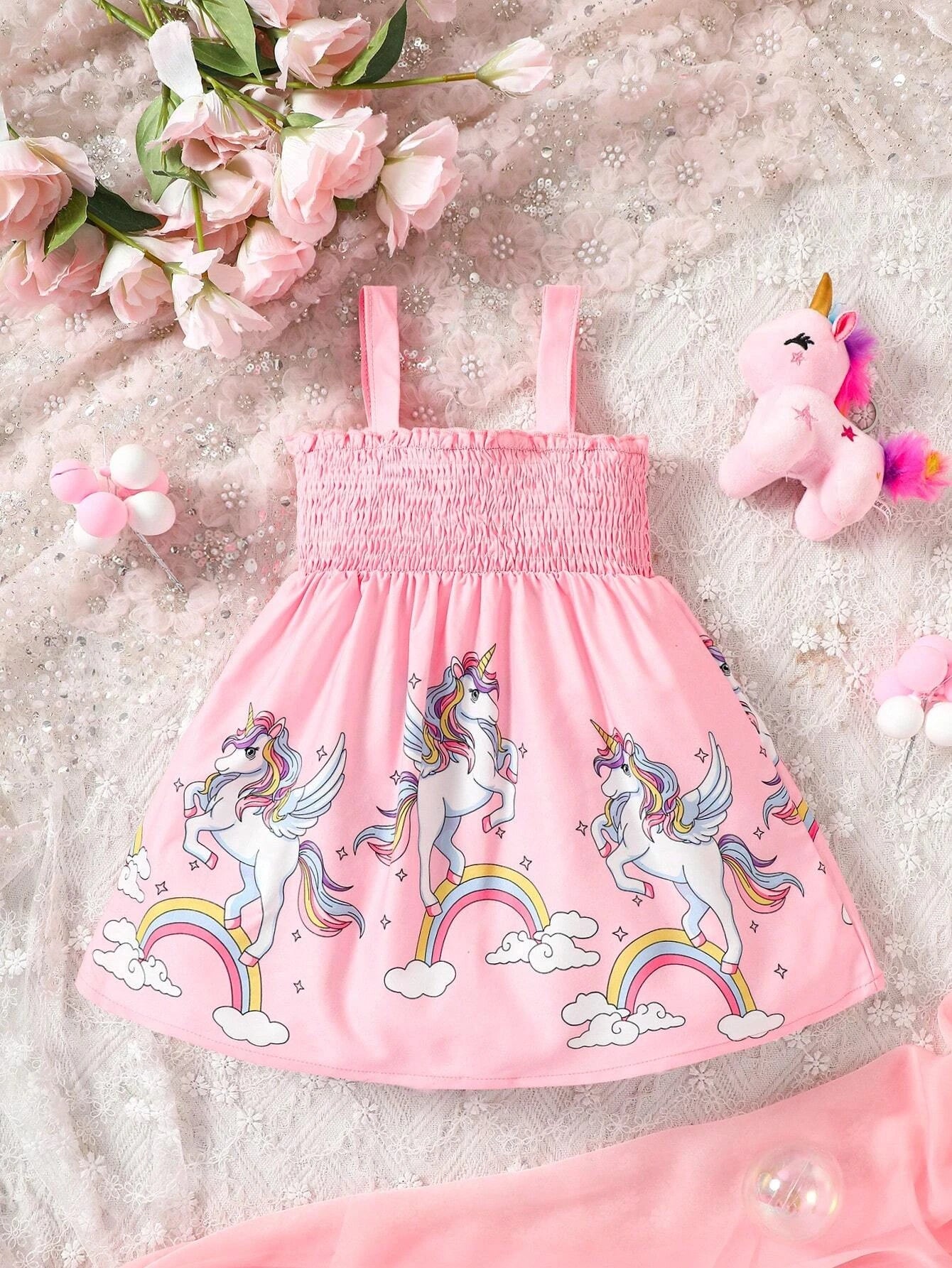SHEIN Baby Unicorn Print Cami Dress