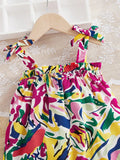 SHEIN Baby Allover Print Ruffle Trim Cami Dress