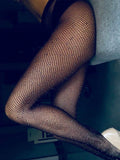 SHEIN 1pair Rhinestone Fishnet Thigh High Stockings For Women (Excluding Underwear)
