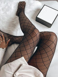 SHEIN 1pair Women Plaid Pattern Fashionable Fishnet Tights For Daily Life
