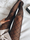 SHEIN 1pair Women Plaid Pattern Fashionable Fishnet Tights For Daily Life