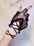 SHEIN 1pair Women Solid Fishnet Fashion Fingerless Gloves