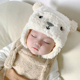 SHEIN 1pc Cute Bear Shaped Toddler Baby Hat With Earflaps For Daily Winter Outing