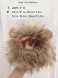 SHEIN 1pc Furry Lion Mane Wig For Cats & Dogs With Ears Of Rabbit, Frog Or Bear, Funny Pet Costume Accessory