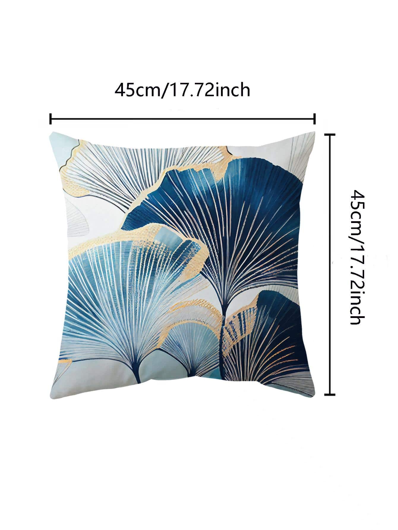 SHEIN 1pc Ginkgo Biloba Pattern Cushion Cover Without Filler, Modern Fabric Soft Stretchy Throw Pillow Cover For Household