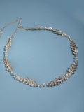SHEIN 1pc Gold Color Delicate Leaf Shaped Pearl & Crystal Bridal Waist Chain