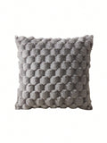 SHEIN 1pc Grey Geometric Pattern Cushion Cover Without Filler, Modern Stretchy Throw Pillow Cover For Household