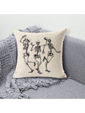 SHEIN 1pc Halloween Decor Skull Patterned Pillow Cover, Sofa Cushion Case
