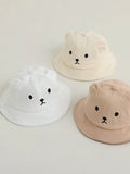 SHEIN 1pc Mesh Sun Hat With Cute Bear Pattern For Toddler Kids, Breathable & Suitable For Spring/Summer